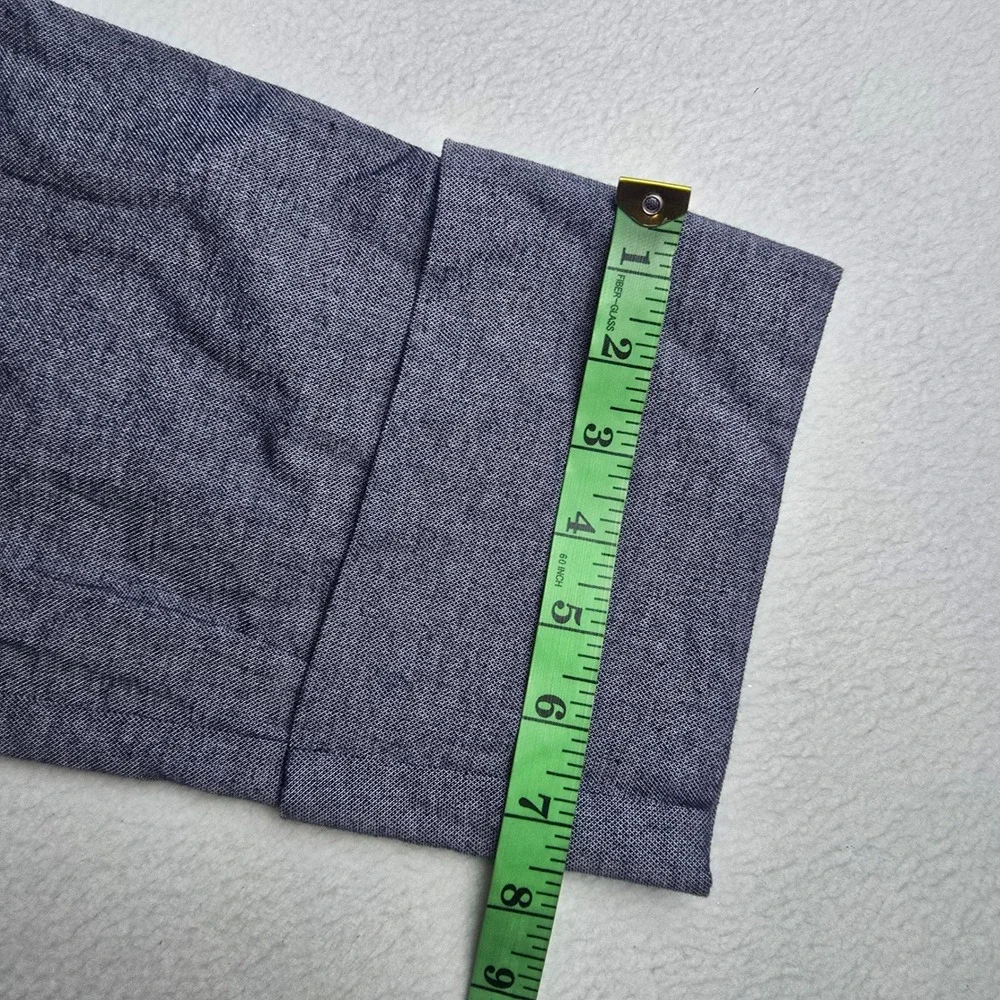 Zara Blue High Waisted Elastic Waist Cuffed‎ Straight Leg Pants Womens Small